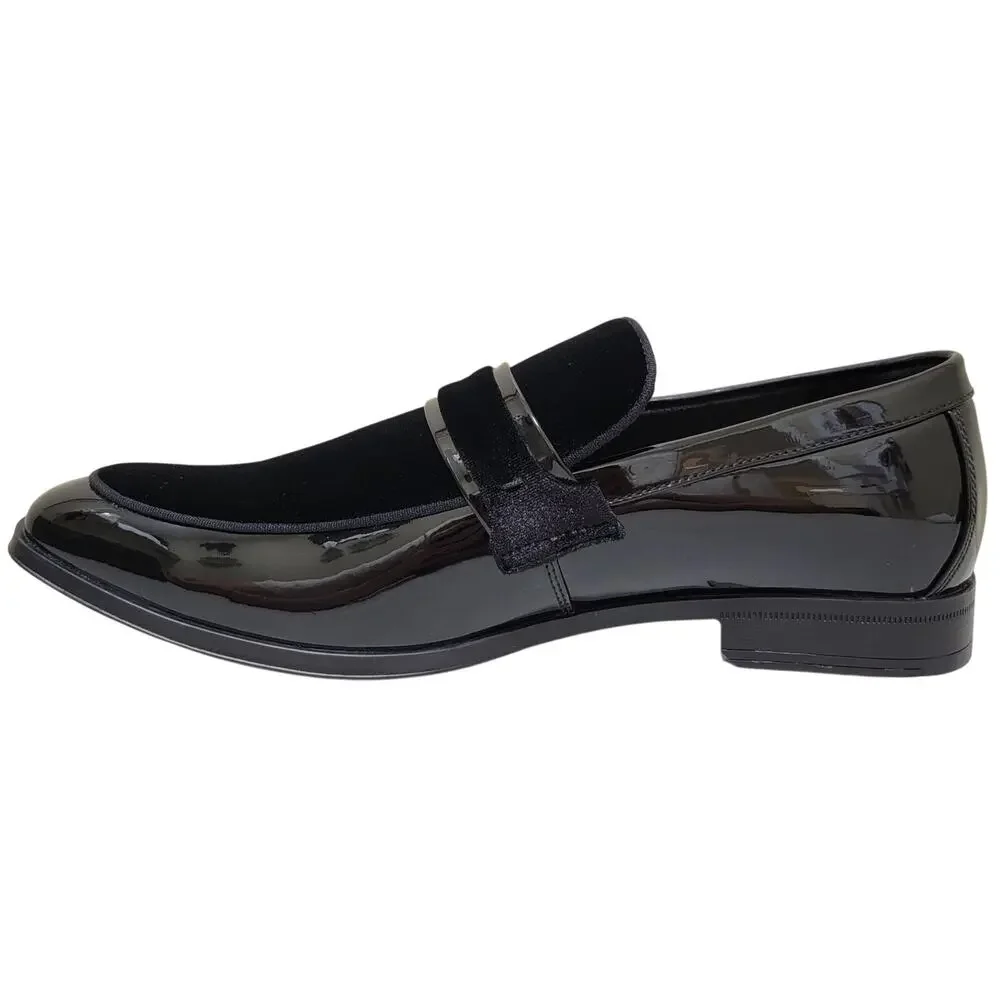 Stacy Adams Men Spratley Slip On Moc Toe Loafers Size US 11M Black Velour/Patent